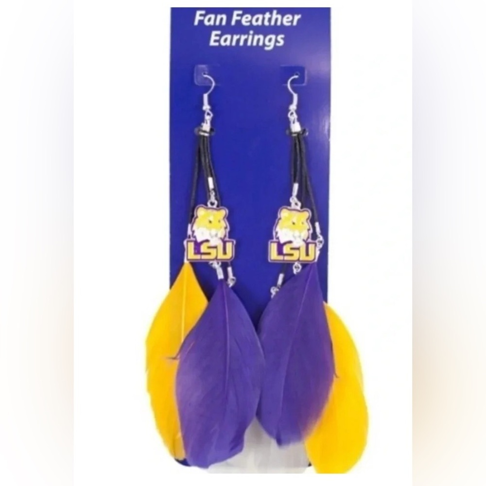 Pierced Feather Earrings NCAA LSU Tigers NWT